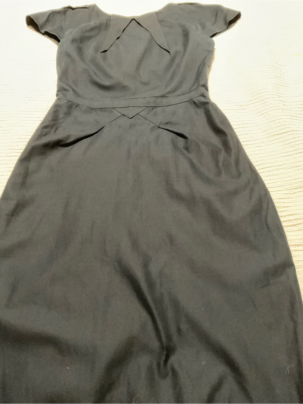 Structured Black Midi Dress with Cap Sleeves